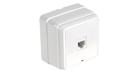 Розетка компьютерная 1хRJ45 (Cat5e, открытая) белая, BRON, MUTLUSAN