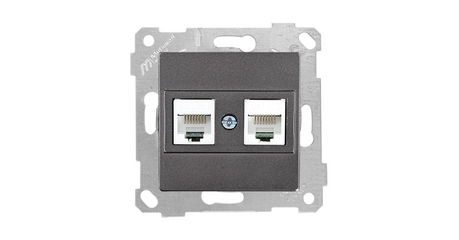 Розетка компьютерная 2xRJ45 (Cat5e, скрытая, без рамки) дымчатая, RITA, MUTLUSAN