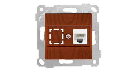 Розетка компьютерная 1xRJ45 (Cat5e, скрытая, без рамки) вишня, RITA, MUTLUSAN