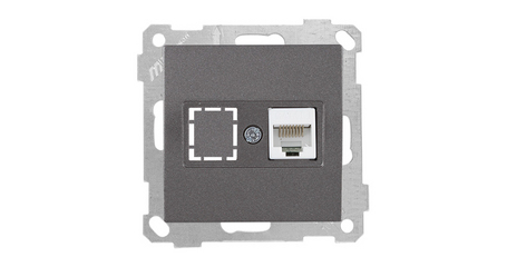 Розетка компьютерная 1xRJ45 (Cat5e, скрытая, без рамки) дымчатая, DARIA, MUTLUSAN