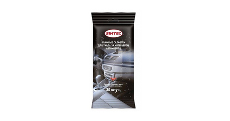 Салфетки влажные для ухода за интерьером SINTEC, 30 шт.