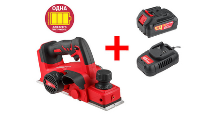 Аккум. рубанок WORTEX CPL 2082 в кор. ALL1+АКЦИЯ (аккумулятор и зарядное в комплекте)