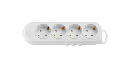 Розетка 4-ая переносная (с/з, 16А, 250В, з/ш) белая, BYLECTRICA