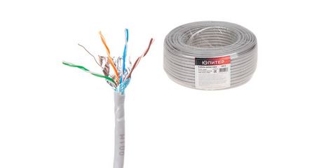 Кабель витая пара F/UTP Cat5E 4х2х24AWG (0.51мм) 50м, медь, внутр. (ПВХ) Юпитер