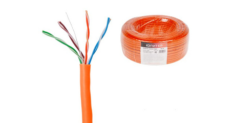 Кабель витая пара U/UTP Cat5E 4х2х24AWG (0.51мм) 50м, CCA, внутр. (ПВХ) Юпитер