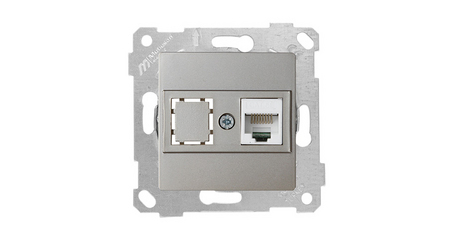 Розетка компьютерная 1xRJ45 (Cat5e, скрытая, без рамки) титан, RITA, MUTLUSAN