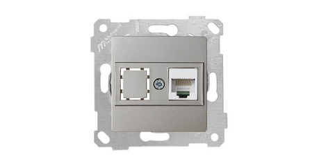 Розетка компьютерная 1xRJ45 (Cat5e, скрытая, без рамки) титан, RITA, MUTLUSAN