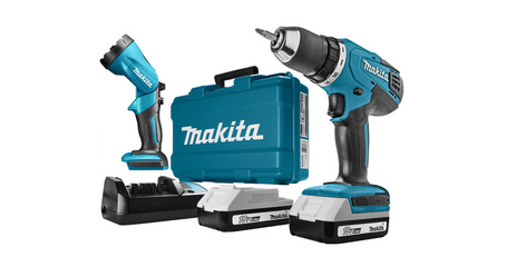 Аккум. дрель-шуруповерт MAKITA LXT DF 457 DWLE в чем. + фонарь