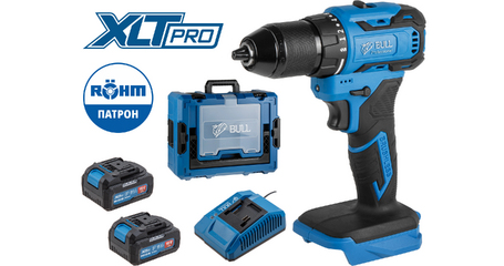 Аккум. дрель-шуруповерт BULL SR 1804 R-series Xcase XLTpro БЕСЩЕТ., Импульс., 18 В, 50 Н*м, 2х4 А*ч