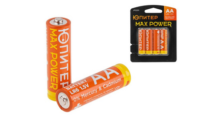 Батарейка AA LR6 1,5V alkaline 4шт. ЮПИТЕР MAX POWER