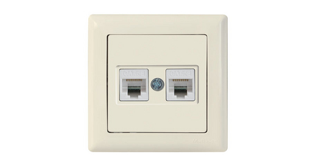 Розетка компьютерная 2xRJ45 (Cat6, скрытая) кремовая, DARIA, MUTLUSAN