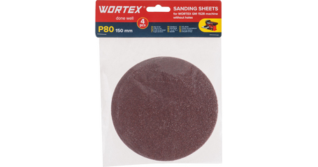 Шлифлист 150мм P80 без отв. 4 шт. для станка WORTEX GM 1528