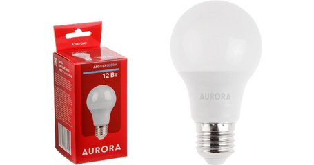 Лампа светодиодная A60 СТАНДАРТ 12Вт 230В E27 6000K AURORA