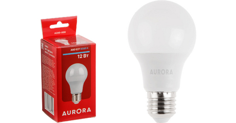 Лампа светодиодная A60 СТАНДАРТ 12Вт 230В E27 6000K AURORA
