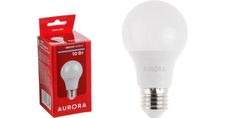 Лампа светодиодная A60 СТАНДАРТ 10Вт 230В E27 6000K AURORA