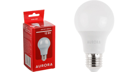 Лампа светодиодная A60 СТАНДАРТ 12Вт 230В E27 4500K AURORA