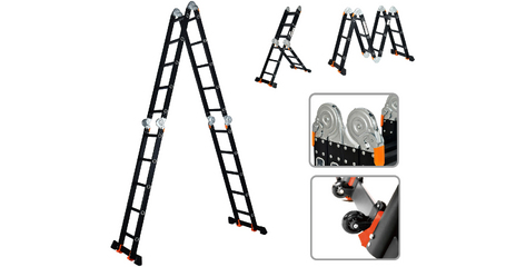 Лестница алюм. многофункц.4х5 ступ.(стрем.-283см,лестн.-580см) 15,5кг BLACK LINE STARTUL (ST9930-05)