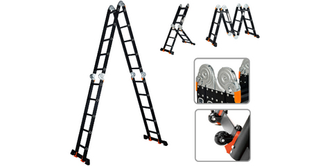 Лестница алюм. многофункц.4х5 ступ.(стрем.-283см,лестн.-580см) 15,5кг BLACK LINE STARTUL (ST9930-05)
