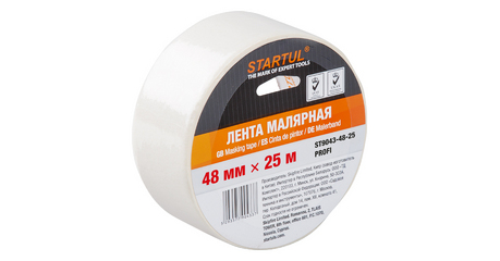 Лента малярная 48ммх25м STARTUL PROFI (ST9043-48-25), белая