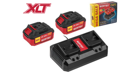 Набор аккумулятор 2х4 А*ч и зарядное устройство 2х2 А WORTEX ALL1 XLT в кор. SET