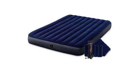 Надувной матрас Queen Classic Downy, 152х203х25 см + 2 подушки и насос ручной, INTEX
