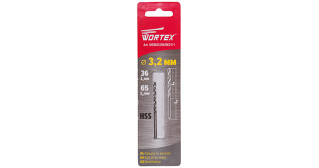 Сверло по металлу ц/х 3.2х36х65 мм HSS WORTEX