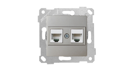 Розетка компьютерная 2xRJ45 (Cat5e, скрытая, без рамки) титан, RITA, MUTLUSAN