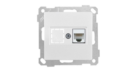 Розетка компьютерная 1xRJ45 (Cat5e) белая, ELITRA, MUTLUSAN