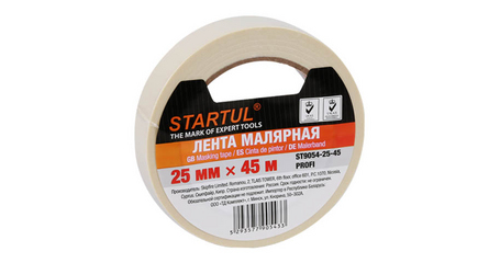 Лента малярная 25ммх45м STARTUL PROFI (ST9054-25-45), белая