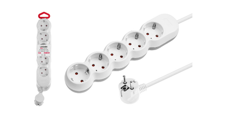 Удлинитель 3м (5 роз., 3,5кВт, с/з, ПВС 3х1,5) LEIDEN ELECTRIC