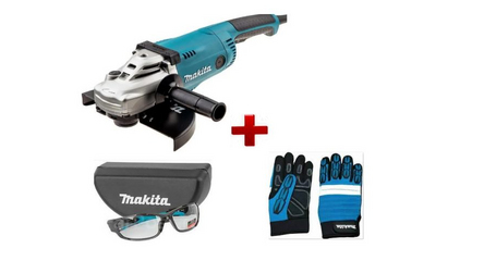 Двуручная углошлифмашина MAKITA GA 9020 в кор. + АКЦИЯ Защитные очки + Перчатки 