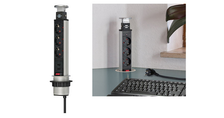 Удлинитель-башня 2м Tower-Power (3 роз, 2 USB, H05VV-F 3G1.5) Brennenstuhl