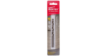 Сверло по металлу ц/х 8.0х75х117 мм HSS WORTEX