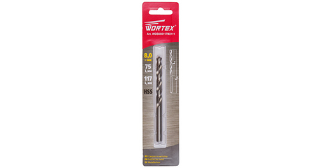 Сверло по металлу ц/х 8.0х75х117 мм HSS WORTEX
