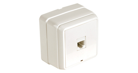 Розетка компьютерная 1хRJ45 (Cat5e, открытая) кремовая, BRON, MUTLUSAN