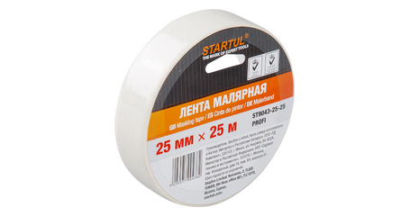 Лента малярная 25ммх25м STARTUL PROFI (ST9043-25-25), белая
