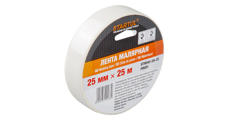 Лента малярная 25ммх25м STARTUL PROFI (ST9043-25-25), белая