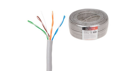 Кабель витая пара U/UTP Cat5E 4х2х24AWG (0.51мм) 50м, медь, внутр. (ПВХ) Юпитер