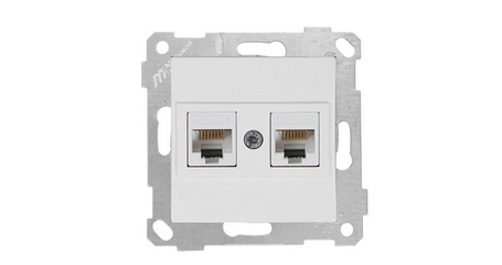 Розетка компьютерная 2xRJ45 (Cat6, скрытая, без рамки) белая, RITA, MUTLUSAN