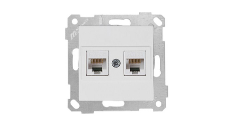 Розетка компьютерная 2xRJ45 (Cat6, скрытая, без рамки) белая, RITA, MUTLUSAN