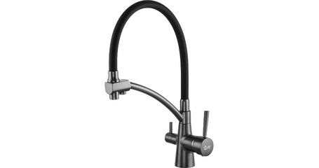 Смеситель для кухни (Lt) D35, серия LUX с краном для пит. воды графит AV Engineering
