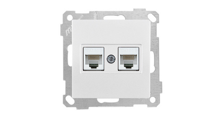 Розетка компьютерная 2xRJ45 (Cat5e, скрытая, без рамки) белая, DARIA, MUTLUSAN