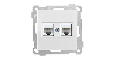 Розетка компьютерная 2xRJ45 (Cat5e, скрытая, без рамки) белая, DARIA, MUTLUSAN
