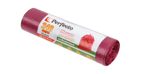 Мешки для мусора особопрочные, 240 л, 10 шт., PERFECTO LINEA