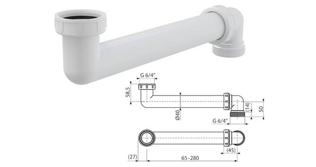 Соединение экономящие пространство 6/4”, Alcaplast