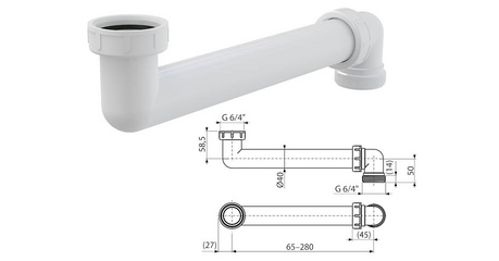 Соединение экономящие пространство 6/4”, Alcaplast