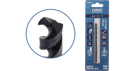 Сверло по металлу ц/х 4.2х43х75 мм HSS-Co Black EXPERT STARTUL