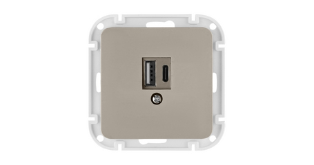 Розетка с двумя USB-разъемами (узел, скрытая) песочная, Astrum BYLECTRICA