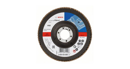 Круг лепестковый 125х22.2 мм K80 конический STANDARD FOR METAL BOSCH