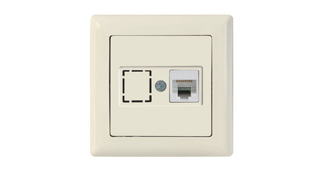 Розетка компьютерная 1xRJ45 (Cat6, скрытая) кремовая, DARIA, MUTLUSAN